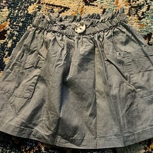 Hanna Anderson 110 girls stone grey poplin elastic waist skirt.